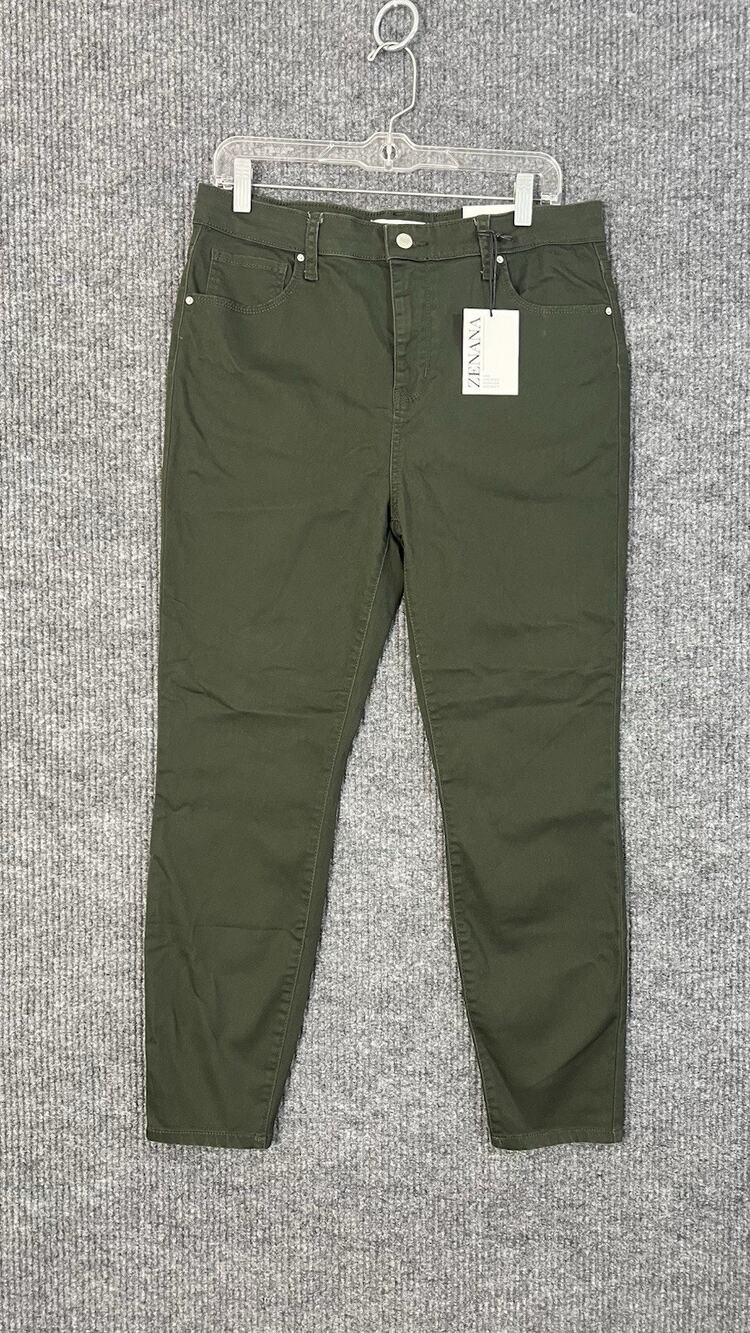 Zenana Pants Womens XL Green Skinny High Rise Cotton Stretch Ankle Casual Fall